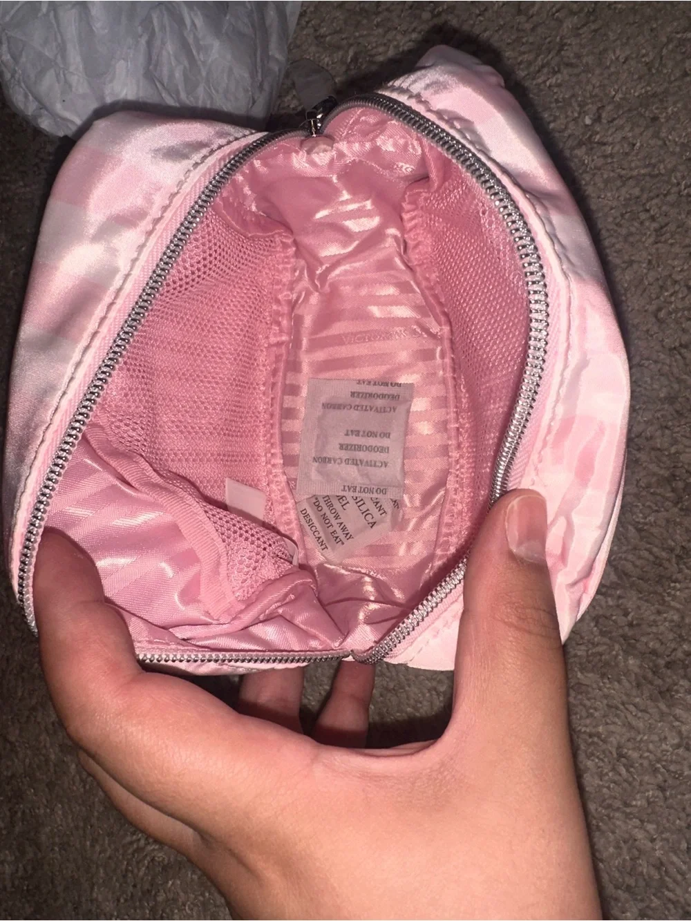 Victoria's Secret Pink Stripe Cosmetic Pouch 🤍💗